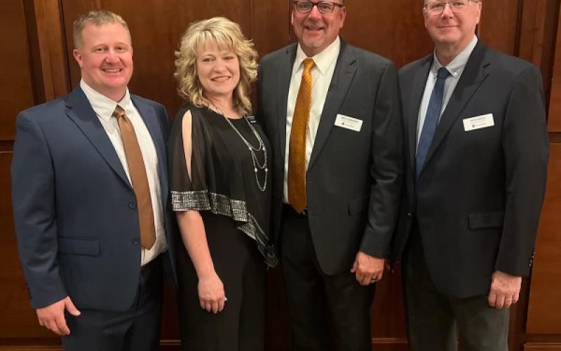Left to right: Scott Fitzke, LandMark Implement Region Sales Manager; Tiffany Tritten, John Deere Division Business Manager; Troy Lorenzen, LandMark Implement Corporate Sales Manager; Mike Kongs, LandMark Implement Corporate Asset Manager